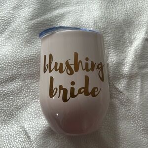 Blushing Bride Pink Stemless Tumbler with Gold Script